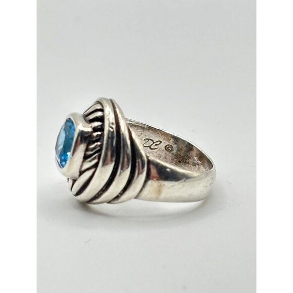 Vintage Sterling Silver Blue Topaz Ring Size 7.5 - Picture 4 of 11